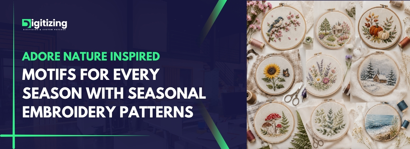 Adore nature inspired motifs for every season with seasonal embroidery patterns